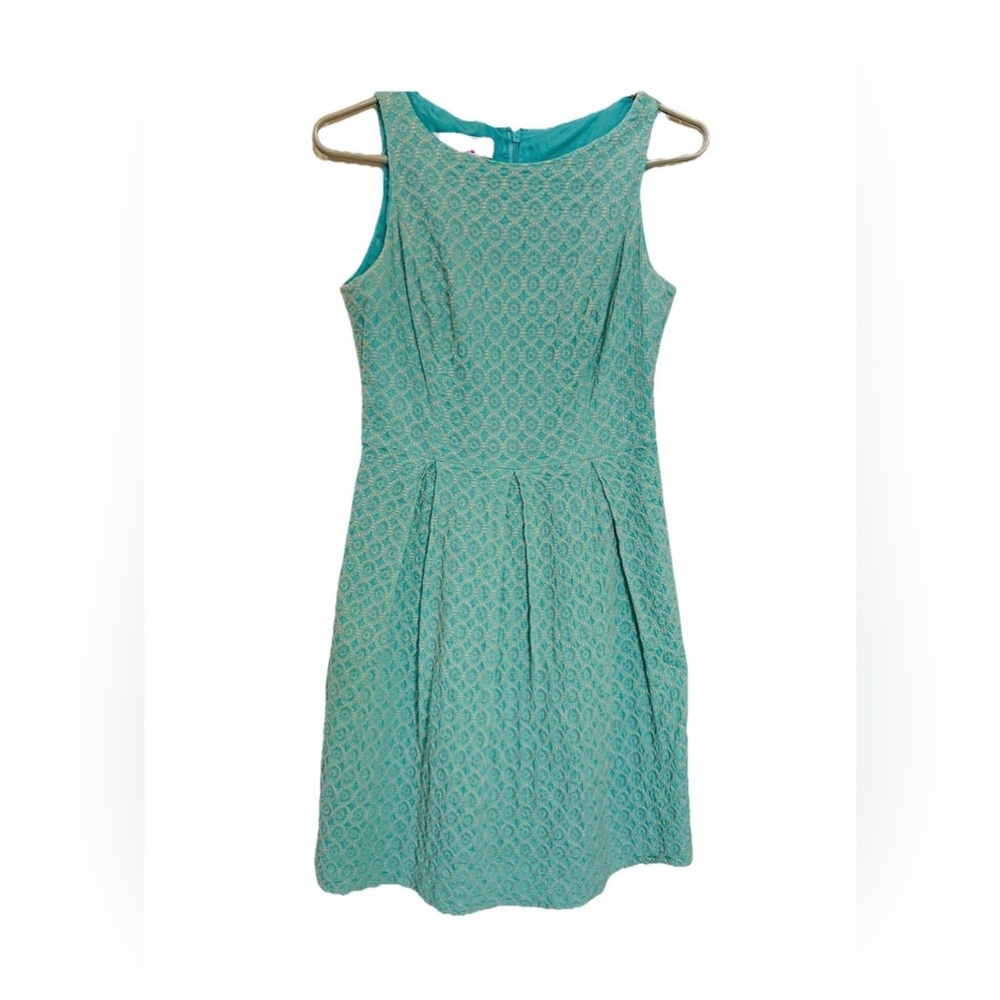 9&Co Eyelet Turquoise Sleeveless A Line Dress-6-Retro Mid-Century 50’s Style Y2K